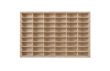 Drevená polička - organizér na autíčka - 54 priehradiek