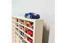 Drevená polička - organizér na autíčka - 54 priehradiek