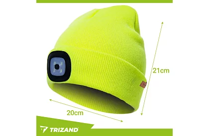 Dvouvrstvová zimná čiapka s LED svietidlom – žltá