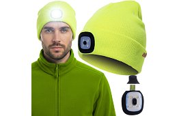 Dvouvrstvová zimná čiapka s LED svietidlom – žltá