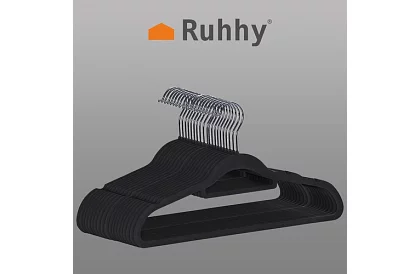 Sametové ramínka na oděvy - 20 ks - čierne