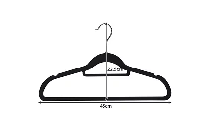 Sametové ramínka na oděvy - 20 ks - čierne