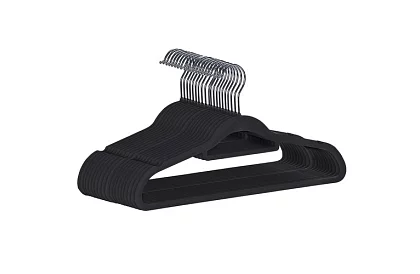 Sametové ramínka na oděvy - 20 ks - čierne