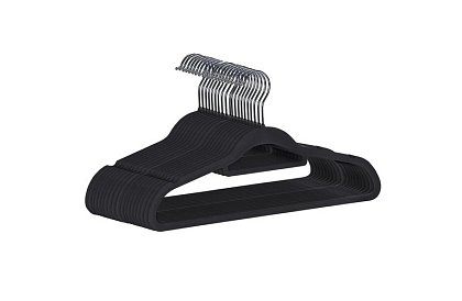 Sametové ramínka na oděvy - 20 ks - čierne