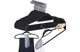 Sametové ramínka na oděvy - 20 ks - čierne