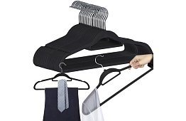 Sametové ramínka na oděvy - 20 ks - čierne