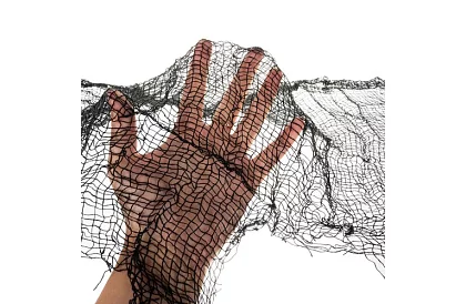 Veľká umelá pavučina na Halloween – 198x76 cm - čierna