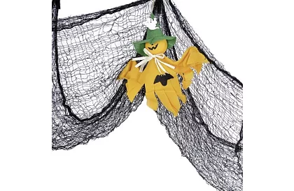 Veľká umelá pavučina na Halloween – 198x76 cm - čierna