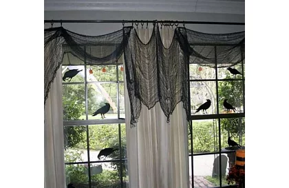 Veľká umelá pavučina na Halloween – 198x76 cm - čierna