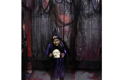 Veľká umelá pavučina na Halloween – 198x76 cm - čierna