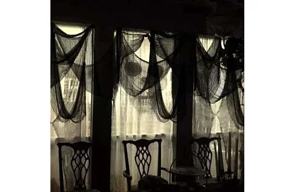 Veľká umelá pavučina na Halloween – 198x76 cm - čierna