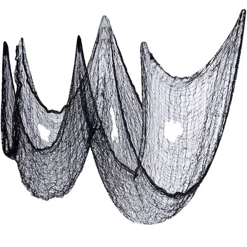 Veľká umelá pavučina na Halloween – 198x76 cm - čierna