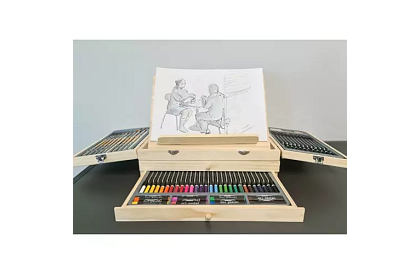 Malířska súprava v drevenej kufríku – 83 prvkov