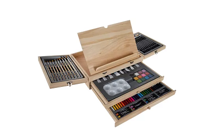 Malířska súprava v drevenej kufríku – 83 prvkov