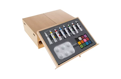 Malířska súprava v drevenej kufríku – 83 prvkov