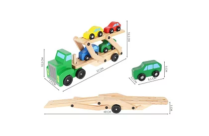 Drevený kamión na prevoz áut s autíčkami