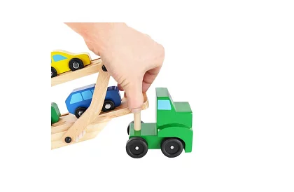 Drevený kamión na prevoz áut s autíčkami