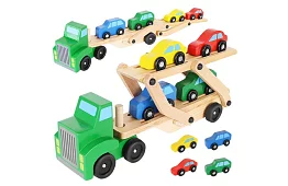 Drevený kamión na prevoz áut s autíčkami