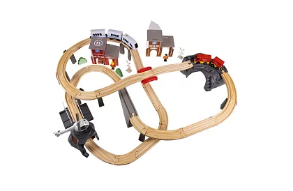 Drevená železnica - vláčkodráha na batérie 4,8 metra