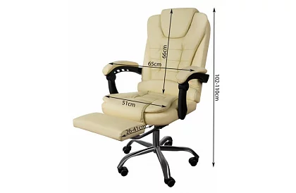 Kancelárske kreslo s výsuvnou opierkou nôh - krémové