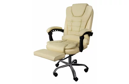 Kancelárske kreslo s výsuvnou opierkou nôh - krémové