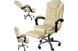 Kancelárske kreslo s výsuvnou opierkou nôh - krémové