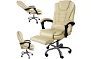 Kancelárske kreslo s výsuvnou opierkou nôh - krémové