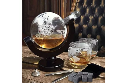Veľká sada – karafa globe s whisky pohármi