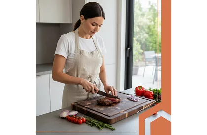 Akáciová kuchynská doska – 43 × 33 × 3 cm