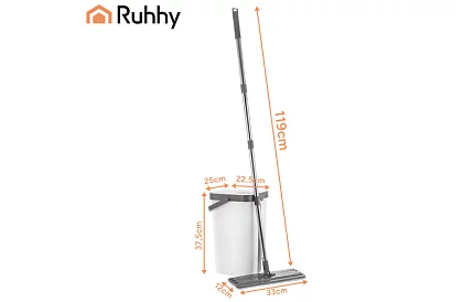 Praktický plochý mop + vedro 11 litrov – dvojkomorový s príslušenstvom