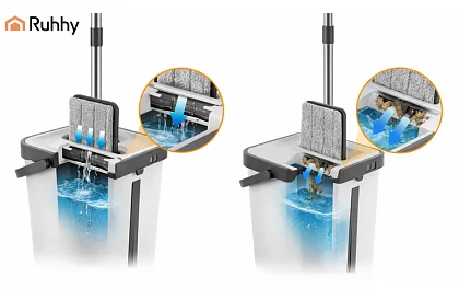 Praktický plochý mop + vedro 11 litrov – dvojkomorový s príslušenstvom