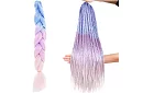 Syntetické ombre copy na vlasy trblietavé – fialovomodré