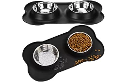 Dvojitá miska s podložkou – 2 × 450 ml