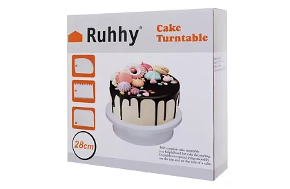 Otočný tanier na zdobenie torty + 3 stierky