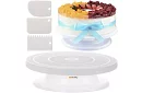 Otočný tanier na zdobenie torty + 3 stierky