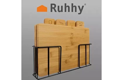 Krájacie bambusové dosky – sada 4 ks v stojane