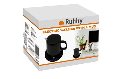 Elektrický ohrievač nápojov – sada ohrievač, šálka, lyžička a pokrievka