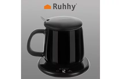 Elektrický ohrievač nápojov – sada ohrievač, šálka, lyžička a pokrievka