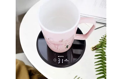 Elektrický ohrievač nápojov – sada ohrievač, šálka, lyžička a pokrievka