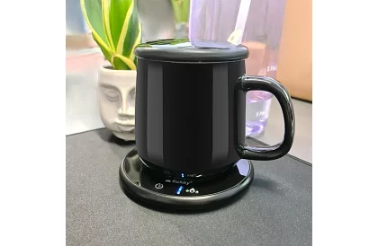 Elektrický ohrievač nápojov – sada ohrievač, šálka, lyžička a pokrievka