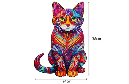 Drevené puzzle mačka – 130 dielov – 38 × 24 cm