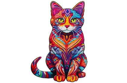 Drevené puzzle mačka – 130 dielov – 38 × 24 cm