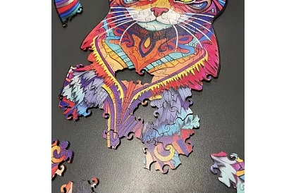 Drevené puzzle mačka – 130 dielov – 38 × 24 cm