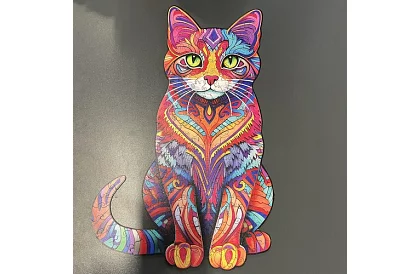 Drevené puzzle mačka – 130 dielov – 38 × 24 cm
