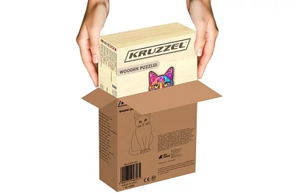 Drevené puzzle mačka – 130 dielov – 38 × 24 cm