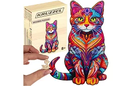 Drevené puzzle mačka – 130 dielov – 38 × 24 cm