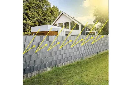 Stínící páska na plot šedá - panelová 630 g/m² + klipy