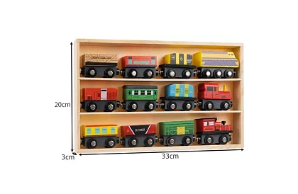 Drevený vláčik s poličkou na uloženie - 13 kusov v sade