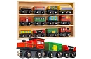 Drevený vláčik s poličkou na uloženie - 13 kusov v sade
