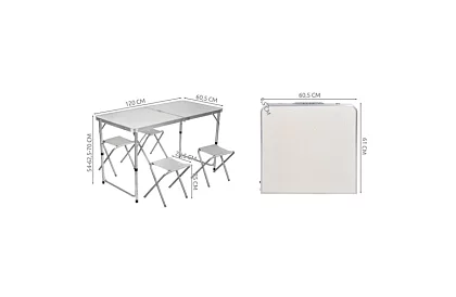 Kempingový skladací set - stôl + 4 stoličky